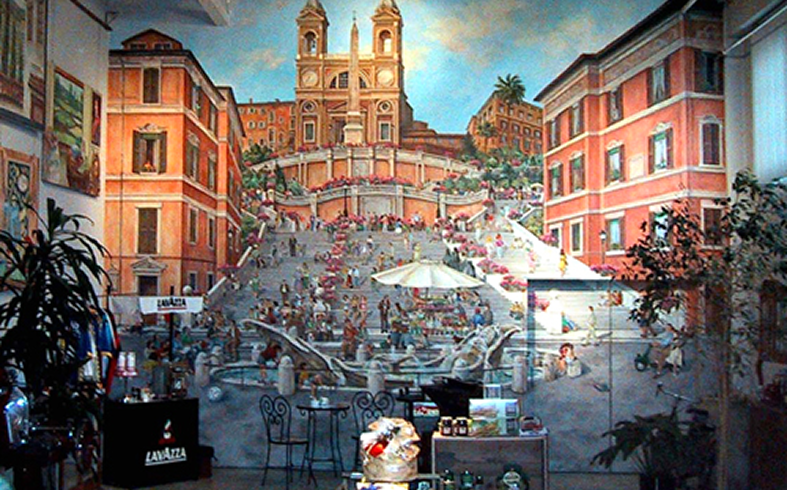 Mural of Spanish Steps in Rome