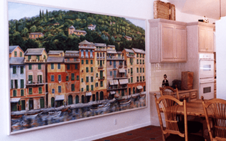 Kitchen corner with scenic painting